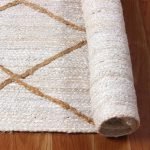 White Beige Hand Braided Jute Checked Rug