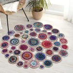 Multicolor Handmade Bordered Cotton Jute Round Rug