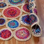 Multicolor Handmade Bordered Cotton Jute Round Rug