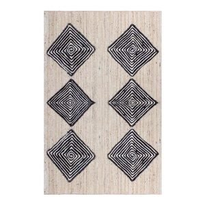 Hand Braided Jute Black Beige Large Area Rug