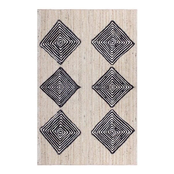 Hand Braided Jute Black Beige Large Area Rug