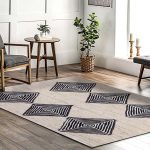 Hand Braided Jute Black Beige Large Area Rug
