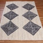 Hand Braided Jute Black Beige Large Area Rug