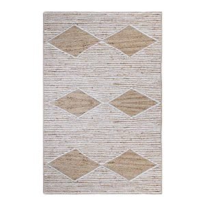 Hand Braided Beige Geometric Jute Area Rug