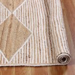 Hand Braided Beige Geometric Jute Area Rug