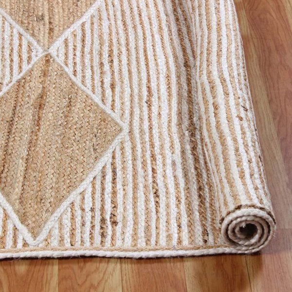Hand Braided Beige Geometric Jute Area Rug - Image 5