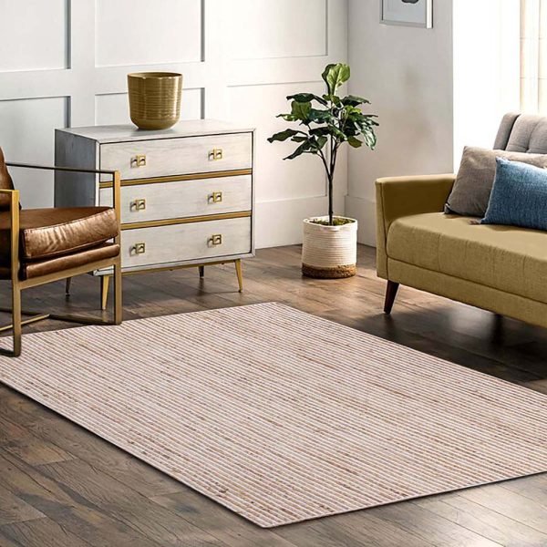 Jute White Beige Hand Braided Area Rug - Image 2