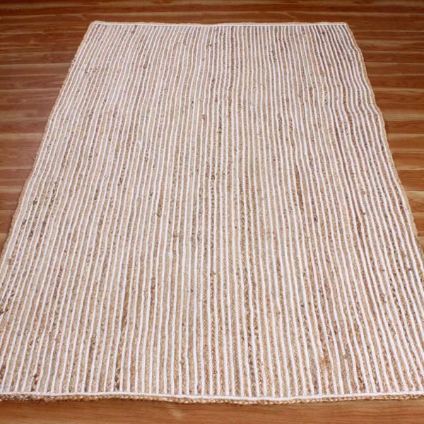 Jute White Beige Hand Braided Area Rug - Image 3