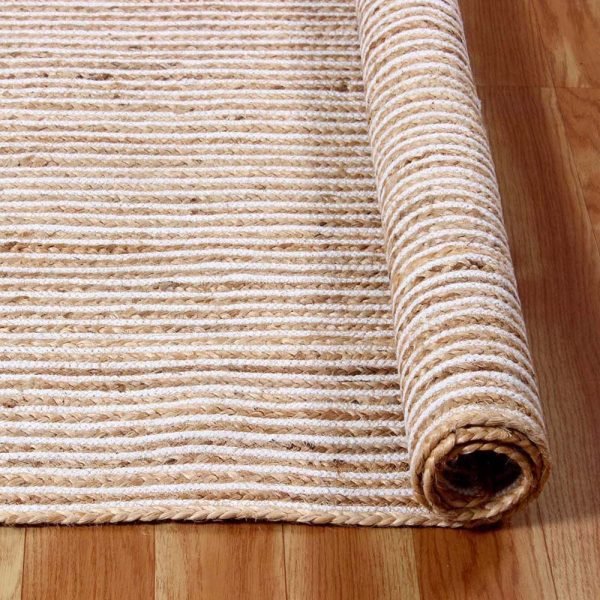 Jute White Beige Hand Braided Area Rug - Image 4