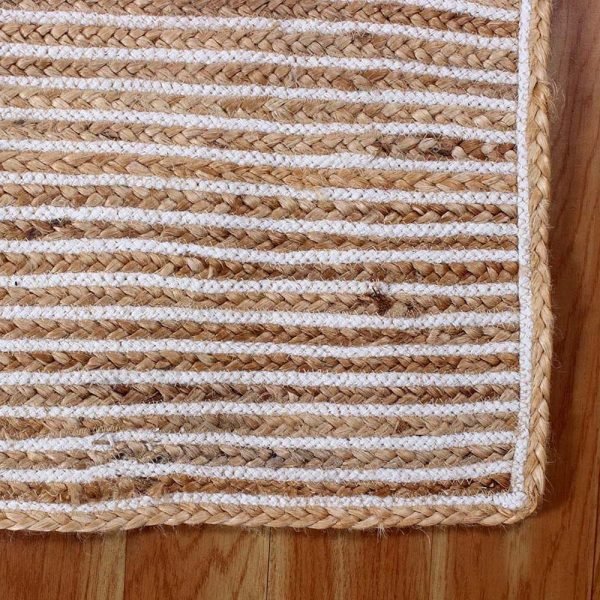 Jute White Beige Hand Braided Area Rug - Image 5