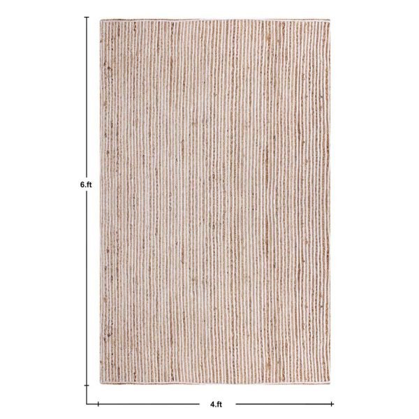 Jute White Beige Hand Braided Area Rug - Image 6