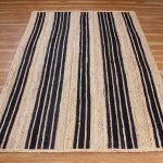 Jute Beige Black Hand Braided Striped Rug