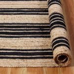 Jute Beige Black Hand Braided Striped Rug