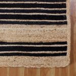 Jute Beige Black Hand Braided Striped Rug