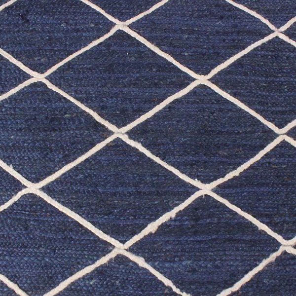 Blue White Handmade Geometric Jute Area Rug - Image 5