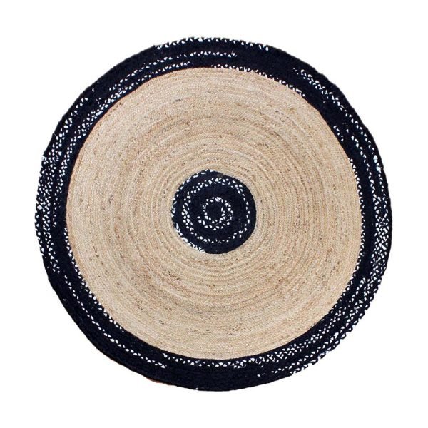 Cotton Jute Hand Braided Bordered Round Rug