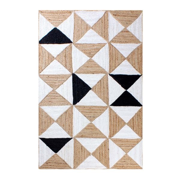 Hand Braided Geometric Beige Jute Area Rug