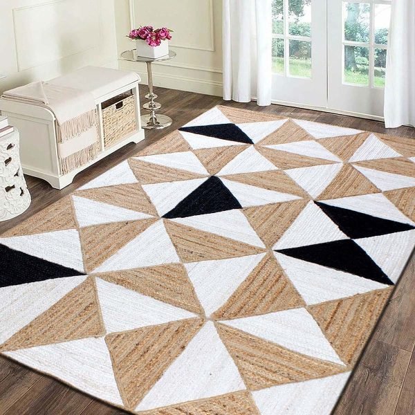 Hand Braided Geometric Beige Jute Area Rug - Image 2
