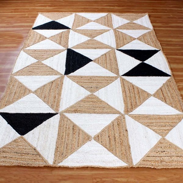 Hand Braided Geometric Beige Jute Area Rug - Image 3