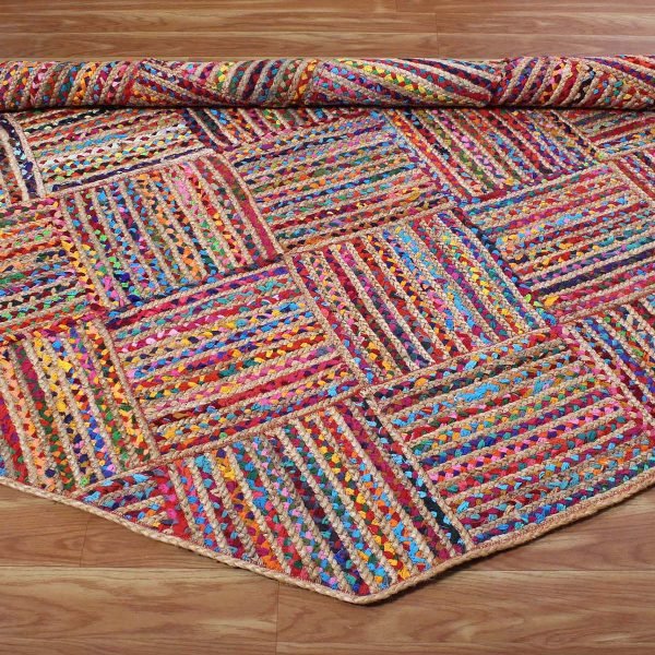 Hand Braided Multicolor Chindi Cotton Rug - Image 5