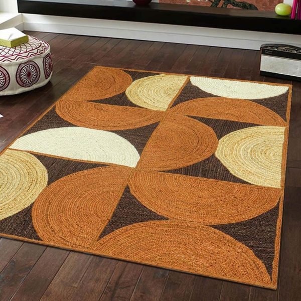Indian Handmade Jute Brown Multicolor Area Rugs - Image 2