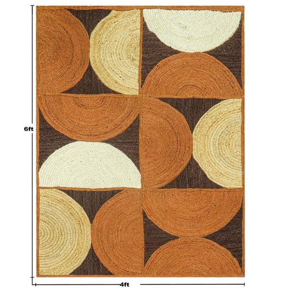 Indian Handmade Jute Brown Multicolor Area Rugs - Image 6