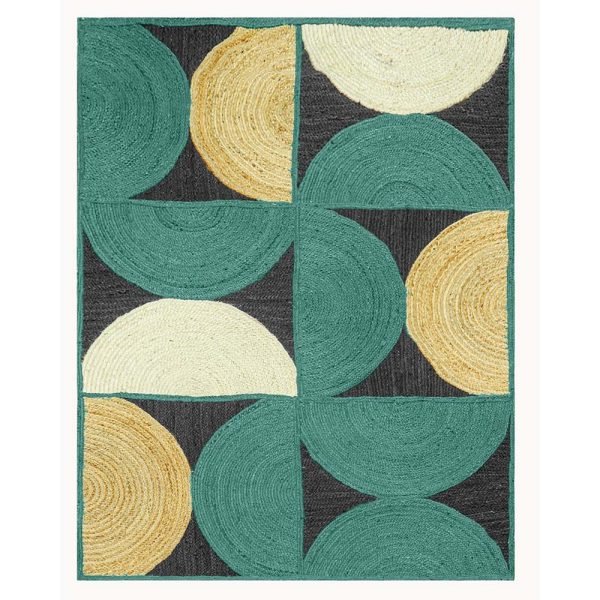 Handmade Jute Green Geometric Area Rugs