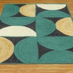 Handmade Jute Green Geometric Area Rugs