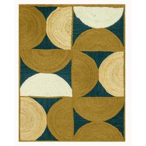 Hand Braided Jute Yellow Geometric Area Rugs