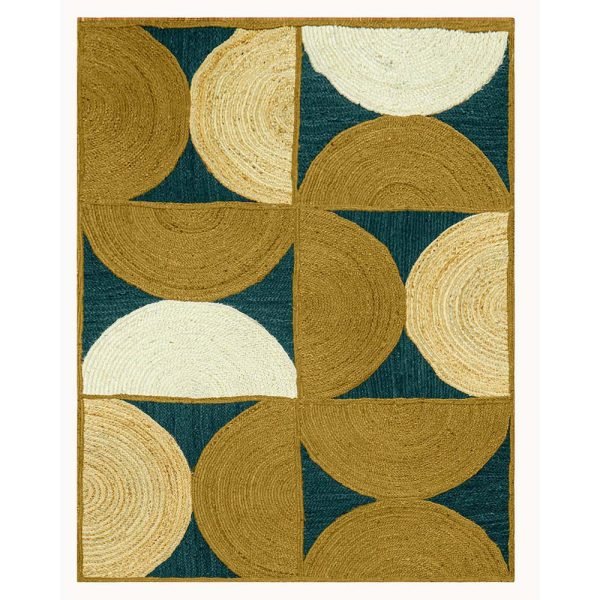 Hand Braided Jute Yellow Geometric Area Rugs