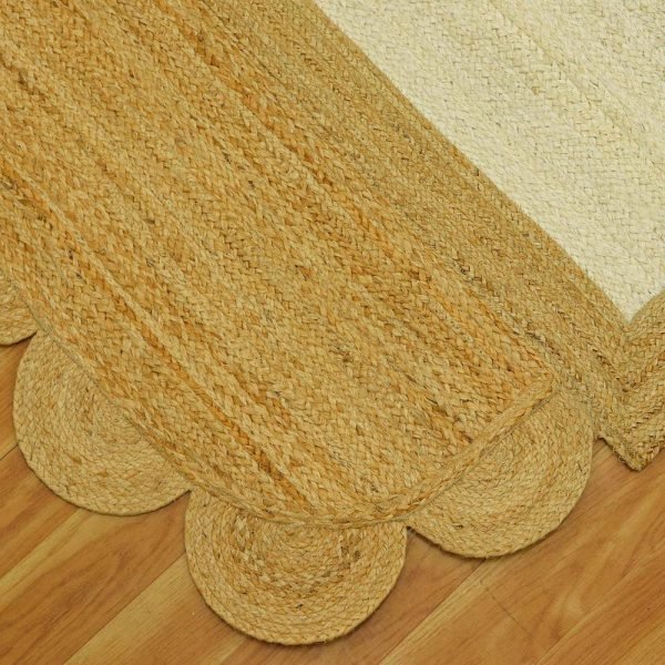 Hand Braided Brown Beige Scalloped Area Rugs - Image 4