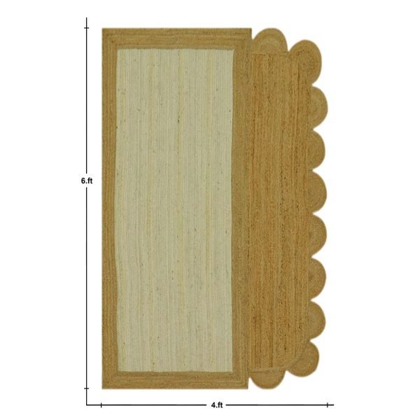 Hand Braided Brown Beige Scalloped Area Rugs - Image 6
