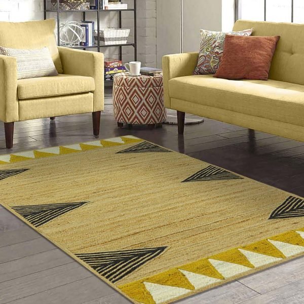Handmade Beige Black Jute Dining Area Rugs - Image 2