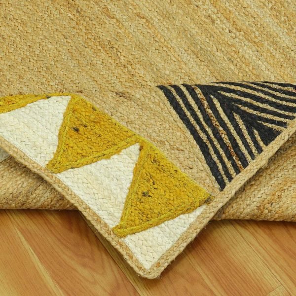 Handmade Beige Black Jute Dining Area Rugs - Image 5