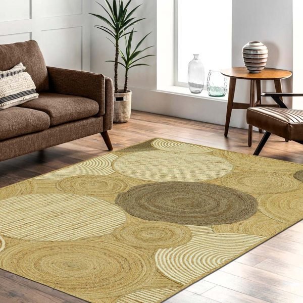 Indian Handmade Beige Jute Modern Area Rugs - Image 2