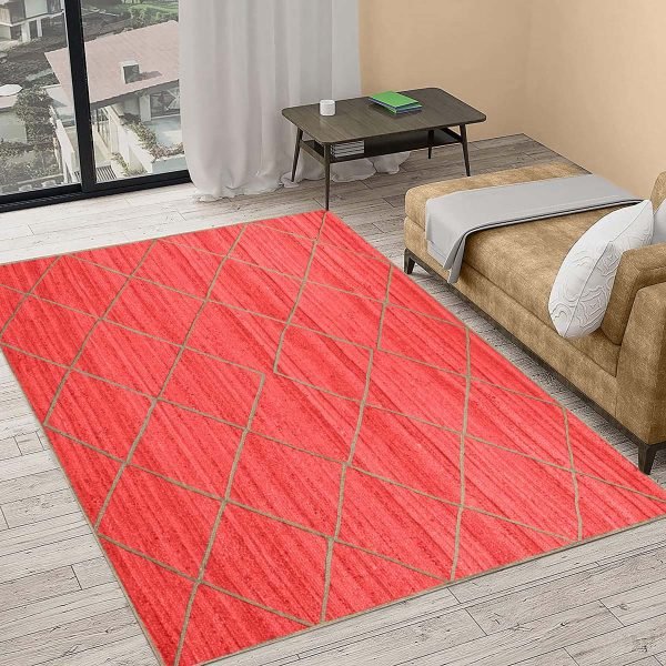 Hand Braided Red Jute Geometric Beige Rug - Image 5