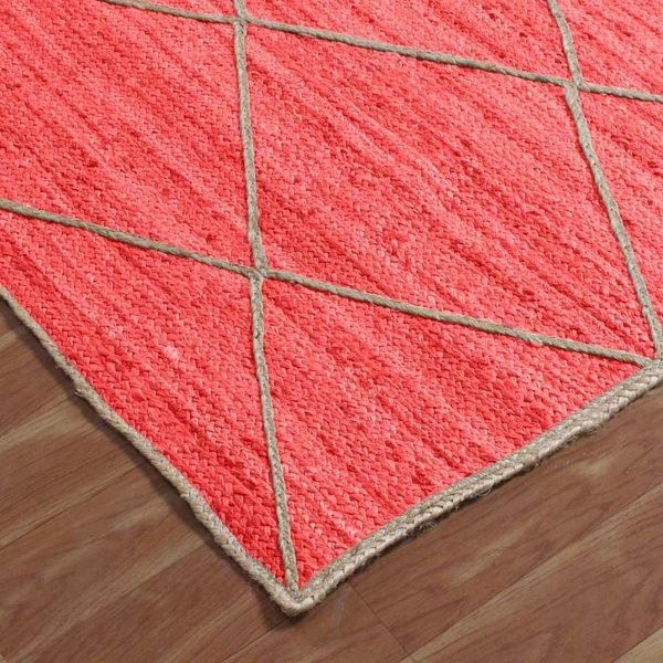 Hand Braided Red Jute Geometric Beige Rug - Image 8