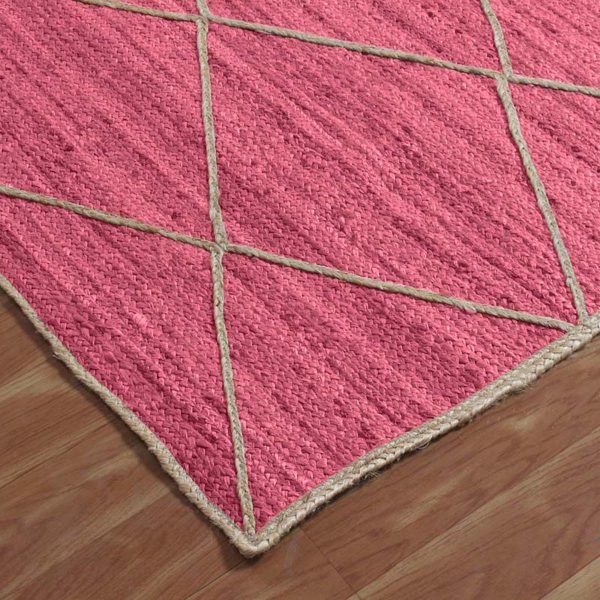 Pink Jute Geometric Beige Square Area Handcrafted Rug - Image 8