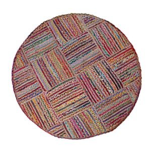Cotton Jute Handmade Multicolor Round Area Rug