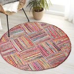 Cotton Jute Handmade Multicolor Round Area Rug