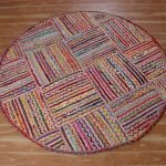 Cotton Jute Handmade Multicolor Round Area Rug