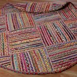 Cotton Jute Handmade Multicolor Round Area Rug