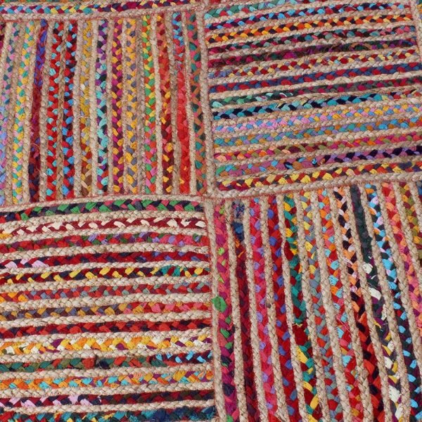 Cotton Jute Handmade Multicolor Round Area Rug - Image 6