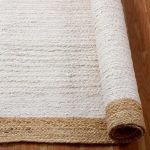 Indian Handmade Bordered White Beige Jute Rug