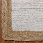 Indian Handmade Bordered White Beige Jute Rug