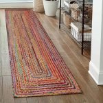 Multicolor Hand Braided Cotton Jute Runner Rug