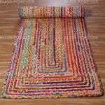 Multicolor Hand Braided Cotton Jute Runner Rug