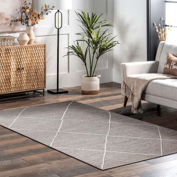 Indian Handmade Grey White Jute Area Rug - Image 2