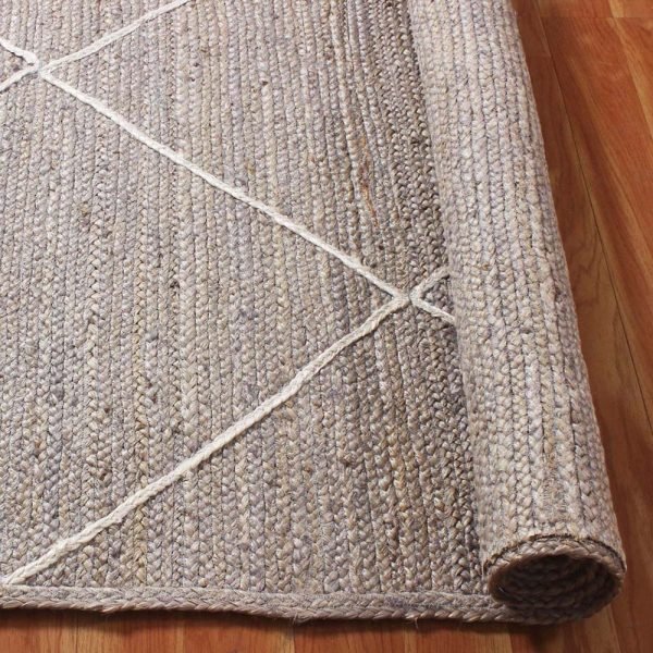 Indian Handmade Grey White Jute Area Rug - Image 5