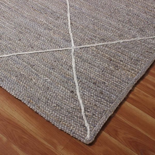 Indian Handmade Grey White Jute Area Rug - Image 6